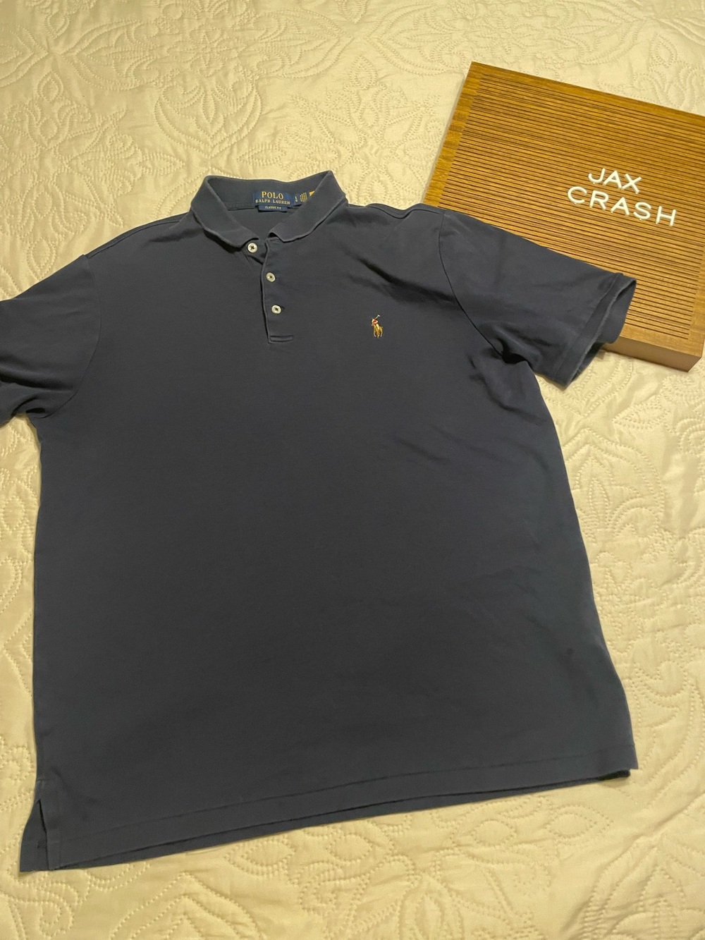 Polo by Ralph Lauren Navy Polo with Gold Pony Embroidery